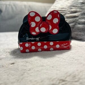 Disney + Creme Shop Minnie Mouse Black Dome Bow Vinyl Travel Pouch Makeup Bag